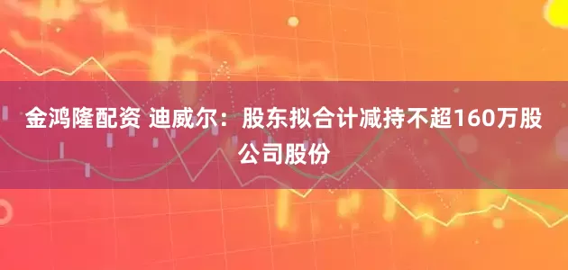 金鸿隆配资 迪威尔：股东拟合计减持不超160万股公司股份